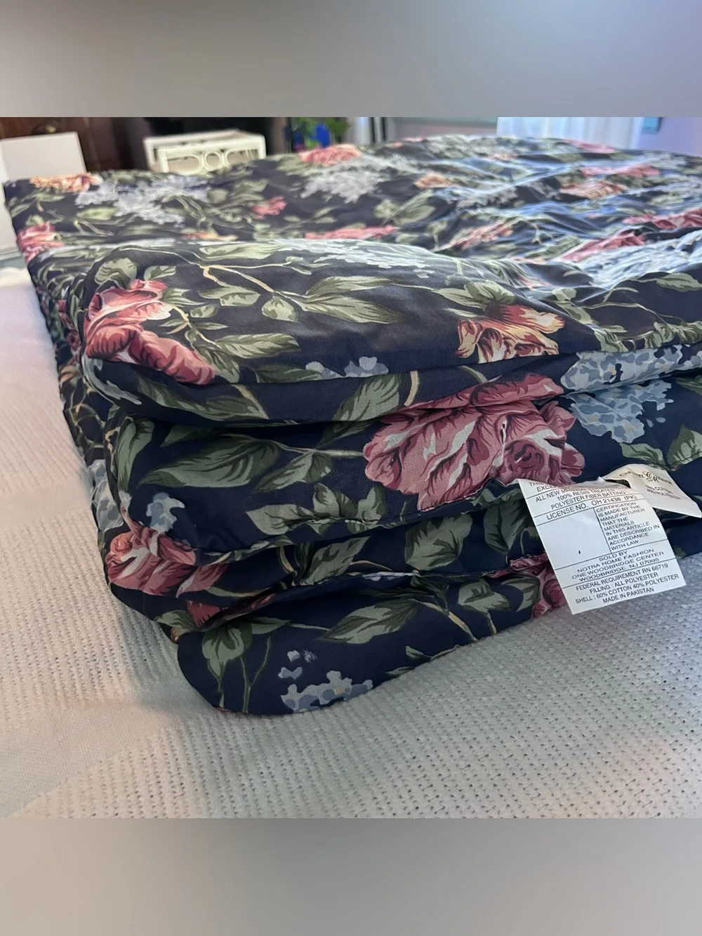 Sherry Kline Country Manor Blue Roses Lilac Full Comforter